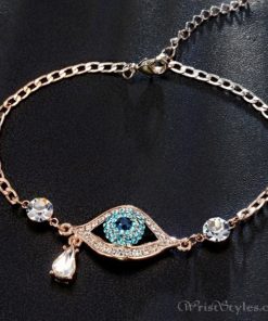 Evil Eye Austrian Rhinestones Rose Gold Bracelet UM401396BR