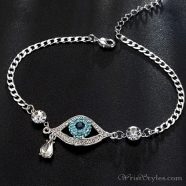 Evil Eye Austrian Rhinestones White Gold Bracelet UM093754BR
