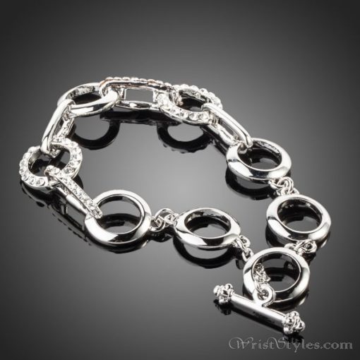 Platinum Plated Round Link Bracelet AZ318277BR 1