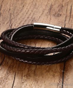 Multi Strand Braided Leather Bracelet VN901962BR 8