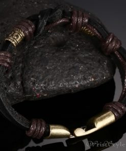 Bronze Alloy Buckle Leather Bracelet VN335010LB 2