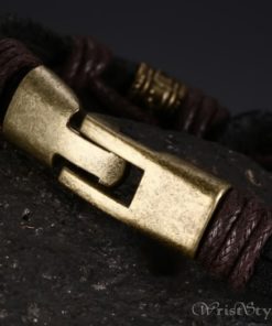 Bronze Alloy Buckle Leather Bracelet VN335010LB 3