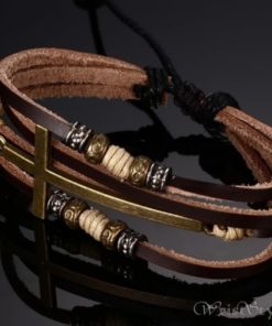 Genuine Leather Cross Bracelet VN032447BR 1