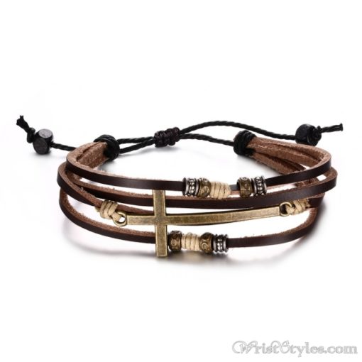 Genuine Leather Cross Bracelet VN032447BR 2