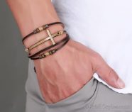 Genuine Leather Cross Bracelet VN032447BR 3