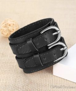 Double Belt Leather Bracelet BA119396LB 1
