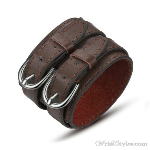 Double Belt Leather Bracelet BA119396LB 2