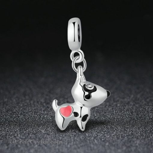 Pink Hearted Dog Pendant BA815706CH