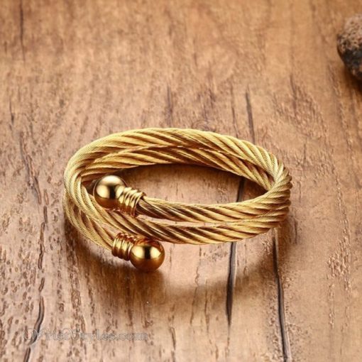 Golden Twisted Cable Bangle Ring Set VN322640BS 3